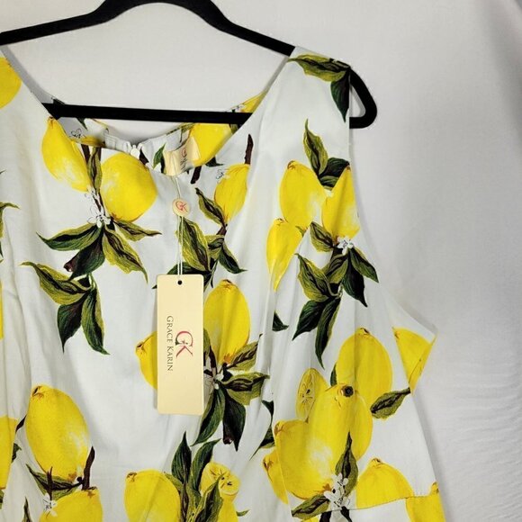 NWT Grace Karin Women's Fit and Flare Lemon Pattern Modest Spring Dress Size 4X - Picture 6 of 12